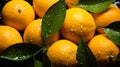 Top view of pile of fresh oranges with water spots healthy food background Royalty Free Stock Photo