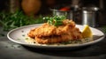 A Traditional Austrian Delicacy Wiener Schnitzel to Satisfy Your Palate food photography. Generative AI