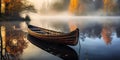 Tranquility at Dawn Wooden Row Boat on a Peaceful Pond