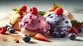 Treat yourself to a colorful Frozen Yogurt dessert food photography. Generative AI