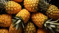 Tropical Wallpaper Top-View of Fresh Pineapple Fruits