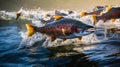 Underwater View of Spawning Salmon in River