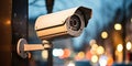 Urban Vigilance Surveillance Cameras Mounted on Modern City Building