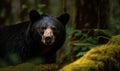 Ursus americanus known as American black bear foraging in lush wilderness of the Pacific Northwest. Bear is in its natural habitat Royalty Free Stock Photo