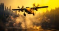 Water Bomber Aerial Attack on Out of Control Forest Fire Royalty Free Stock Photo