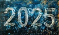 The year 2025 written in bold white chalk on a classic blackboard, symbolizing future planning, goal setting, and upcoming