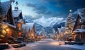 Yuletide Magic Digital Painting of Santas Village and Winter Landscape