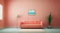 Generating AI illustration of a lovely pink cushion sofa