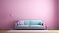 Generating AI illustration of a pastel purple and pink cushion sofa