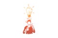 Generating ideas metaphor, man with lightbulb over head