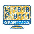 generating protein cell using computer code icon doodle illustration