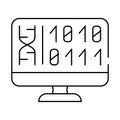 generating protein cell using computer code line icon vector illustration