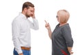 Generation conflict. Young man and older woman Royalty Free Stock Photo