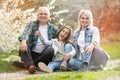 Generation Family On Grass Together in the garden Royalty Free Stock Photo