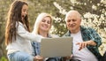 Generation Family On Grass Together in the garden Royalty Free Stock Photo