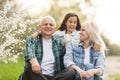 Generation Family On Grass Together in the garden Royalty Free Stock Photo