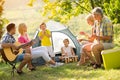 Generation family playing a guitar Royalty Free Stock Photo