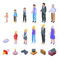 Generation icons set, isometric style Royalty Free Stock Photo