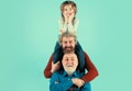 Generation of people and stages of growing up, isolated. Men generation grandfather father and grandson outdoor. Fathers Royalty Free Stock Photo