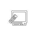 generation of TVs with remote control icon. Element of generation icon for mobile concept and web apps. Thin line icon for websit