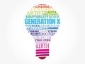 Generation X light bulb Word Cloud collage, concept background Royalty Free Stock Photo