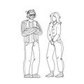 Generation X Man And Woman Staying Together Vector