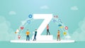 Generation z concept people with team and people icons related with modern flat style - vector Royalty Free Stock Photo