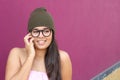 Generation Z girl calling by phone Royalty Free Stock Photo