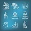 Generations - Golden Years Icon Set with retirement calendar , money, etc Royalty Free Stock Photo