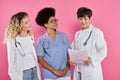 generations, happy medical colleagues, female oncologists Royalty Free Stock Photo