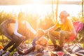 Generations Unite: Family Time by the Lake Royalty Free Stock Photo