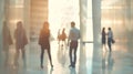 Generative AI abstakt image of people in the lobby of a modern business center with a blurred background business Royalty Free Stock Photo