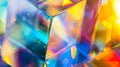 Generative AI Abstract background with closeup shot of glossy crystal block with multicolored gradient reflection