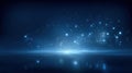 Generative AI Abstract Blue Sparkling Particle Background with Light Burst and Reflection for Digital Presentation Royalty Free Stock Photo
