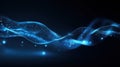Generative AI Abstract Blue Wavy Particle Stream Futuristic Data Visualization Technology Background Digital Netwo Royalty Free Stock Photo