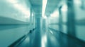Generative AI Abstract blur hospital corridor defocused Medical background business concept. Royalty Free Stock Photo