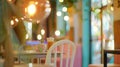 Generative AI Abstract blur image of Outdoor Cafe or restaurant in night time with bokeh for background usage vint Royalty Free Stock Photo