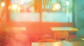 Generative AI Abstract blur image of Outdoor Cafe or restaurant in night time with bokeh for background usage vint Royalty Free Stock Photo