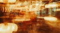 Generative AI abstract blurred modern interior restaurant cafe shop decorate with bulbs lamp light on ceiling and Royalty Free Stock Photo