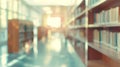 Generative AI Abstract blurred public library interior space blurry room with bookshelves by defocused effect use Royalty Free Stock Photo