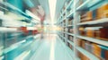 Generative AI Abstract blurred public library interior space blurry room with bookshelves by defocused effect use Royalty Free Stock Photo