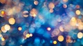 Generative AI Abstract bokeh lighting background Festive abstract blue background with bokeh defocused lights and Royalty Free Stock Photo