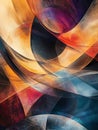 Generative AI Abstract Colorful Geometric Art With Overlapping Shapes Creating Dynamic Visual Impact business conc Royalty Free Stock Photo