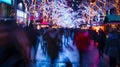 Generative AI Abstract Crowd and Lights An abstract look at the Christmas lights and the people in Rockefeller Cen Royalty Free Stock Photo