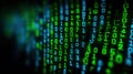 Generative AI Abstract Digital Binary Code Background with Green and Blue Glowing Digits for Data and Technology C Royalty Free Stock Photo