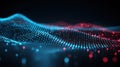 Generative AI Abstract Digital Landscape with Blue and Red Dots Futuristic Technology Background with Data Visuali Royalty Free Stock Photo