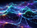 Generative AI - Abstract Futuristic Neural Network Data Visualization with Glowing Interconnected Lines Royalty Free Stock Photo