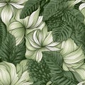 Generative AI Abstract green floral camouflage- Royalty Free Stock Photo