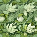 Generative AI Abstract green floral camouflage- Royalty Free Stock Photo