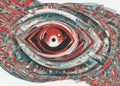 generative AI, Abstract mystical red eyeball eye illustration background